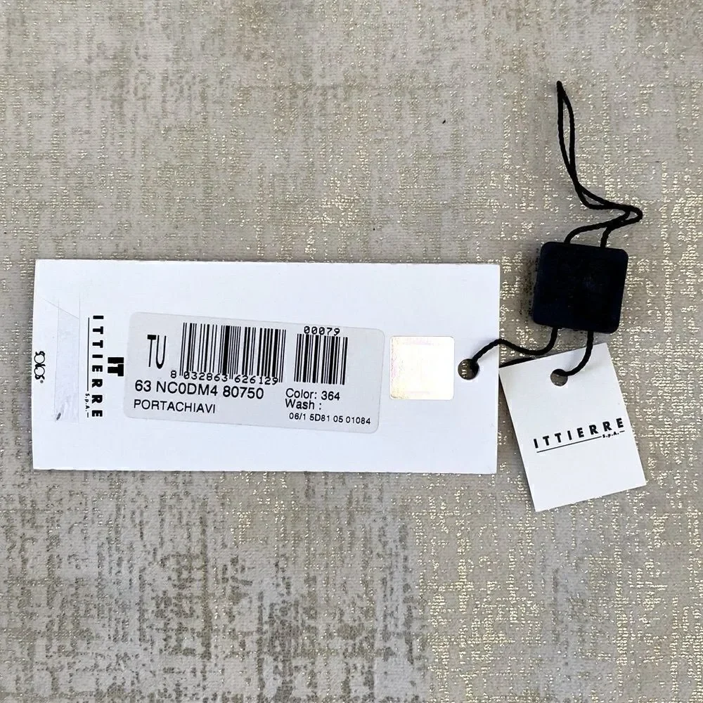 DOLCE & GABBANA Beige Canvas & Metal Keychain with Box & Paperwork. EUC!